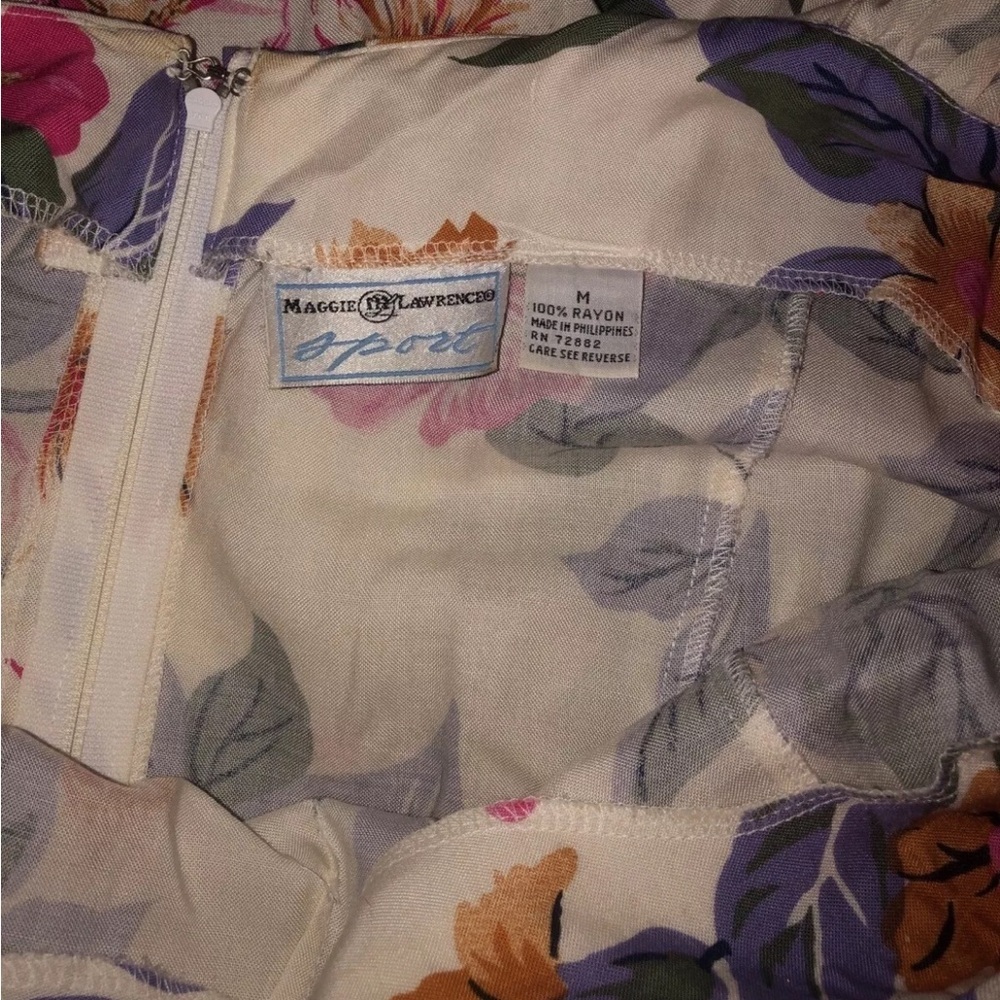 Vibrant vintage mock button Floral Print Maggie Lawrence sport dress sz Medium - Picture 7 of 7